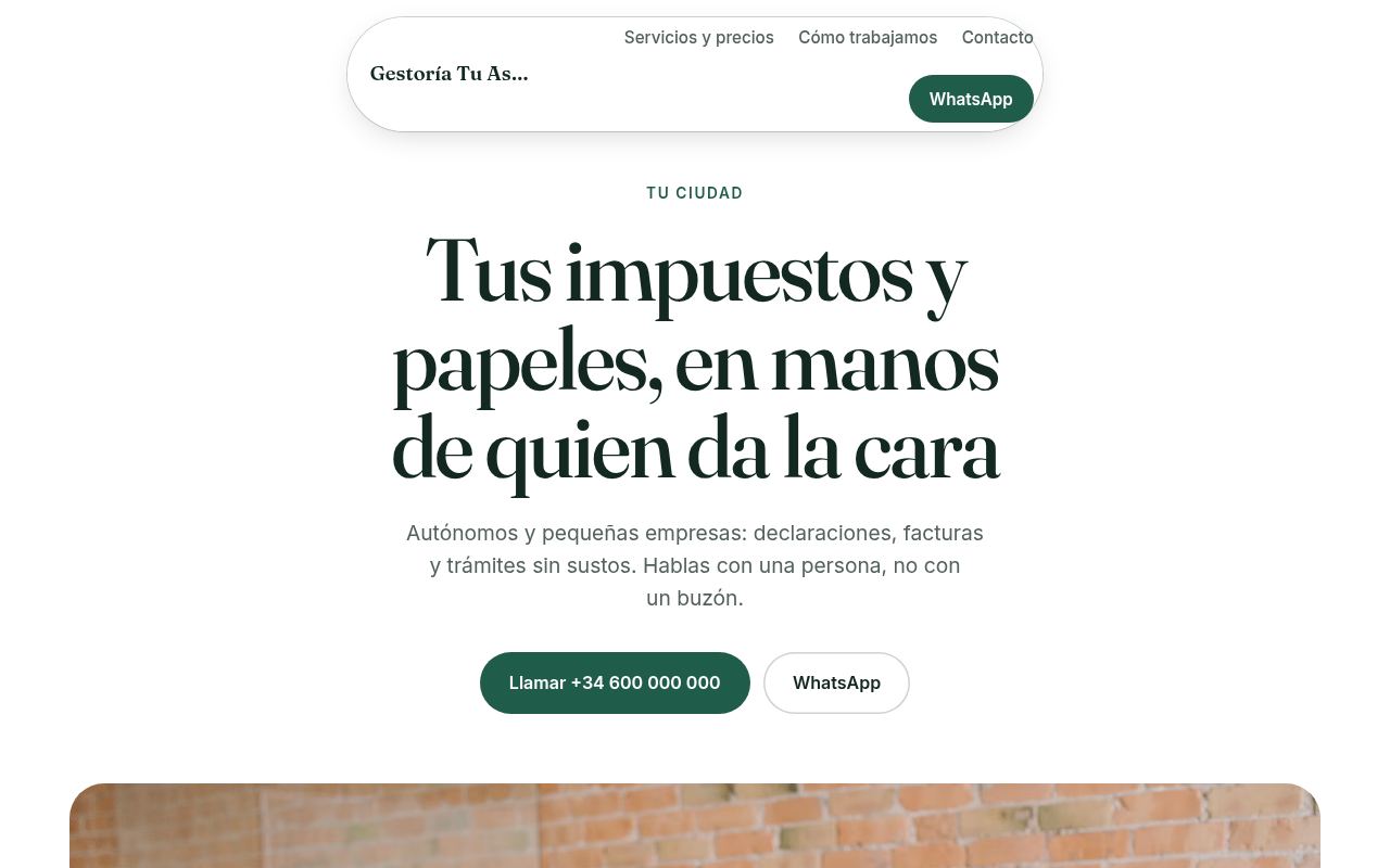Claro — Gestoría o asesoría: claro, serio y cercano.