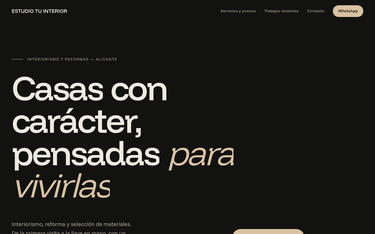 Estudio — Estudio de interiorismo y reformas, limpio y editorial.