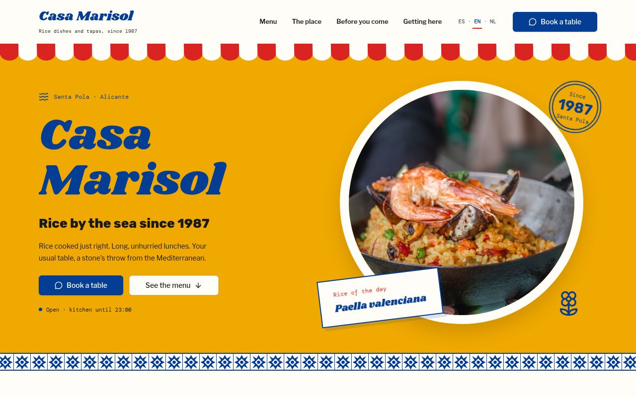 Casa Marisol — Restaurante de arroces y tapas junto al mar.