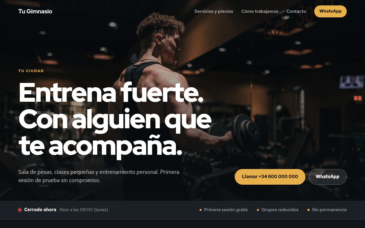 Pizarra — Gimnasio o entrenador personal con energía.