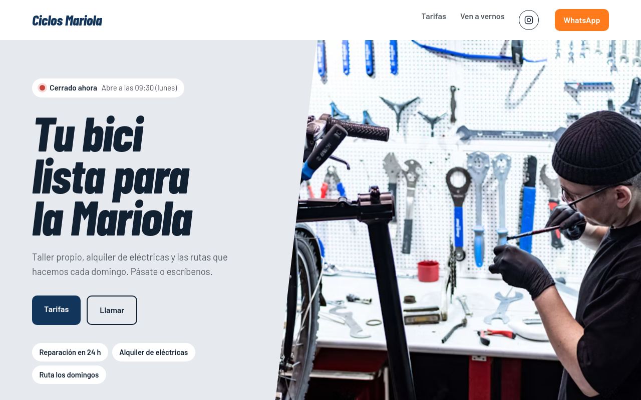 Ciclos Mariola — Tienda y taller de bicis con alquiler y rutas.
